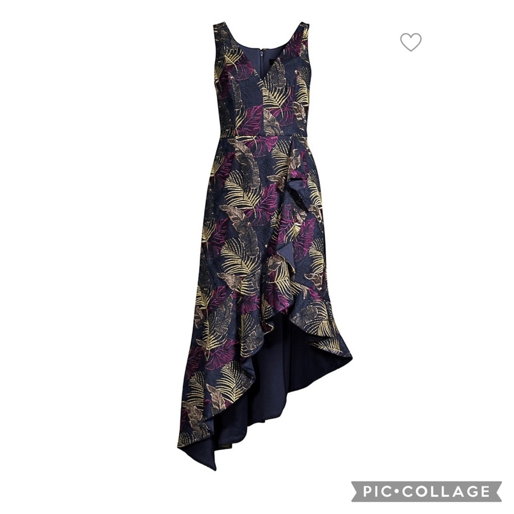Aidan Mattox  asymmetrical V-neck Ruffle Hem sleeveless midi dress - Picture 8 of 13